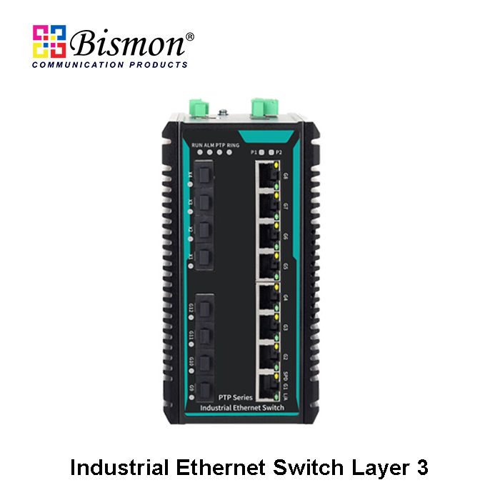 8*10/100/1000Base-T(X) RJ45, 4*10GBase-R SFP+, 4*1000Base-X SFP Managed L3 Industrial switch
